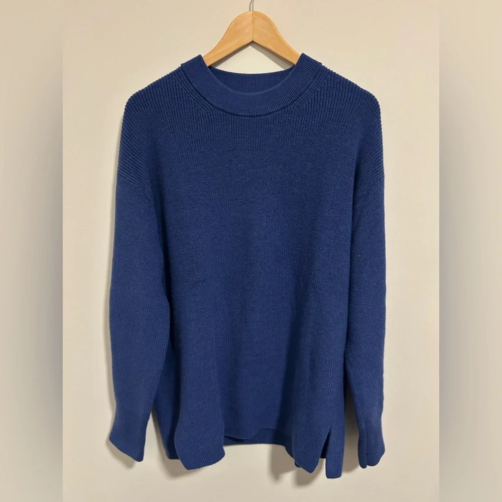 Lululemon Merino Wool Blend Ribbed Crewneck Sweater, Heathered Psychic Blue, 12 - Picture 6 of 9